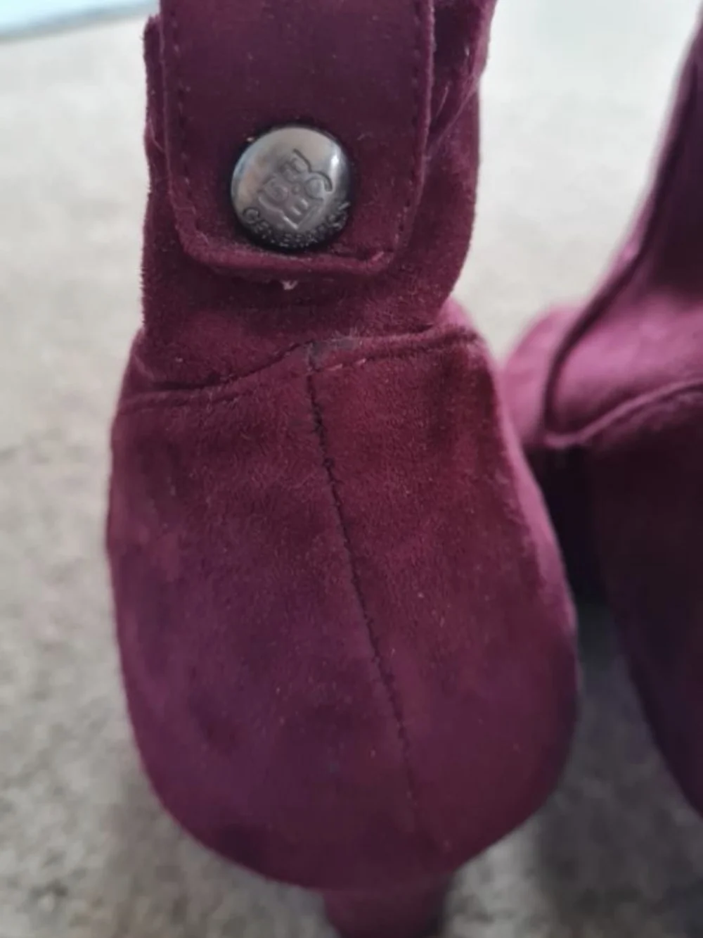 BCBGeneration Wine Suede Ankle Booties with Block Heel